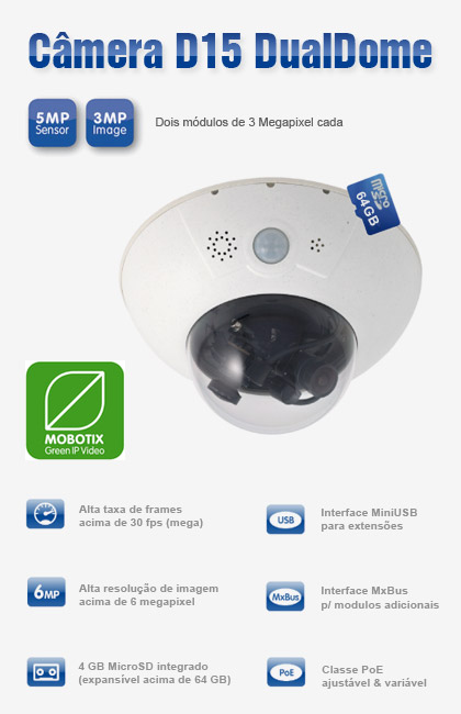 Câmera D14 DualDome - Dois modulos de 3.1 MP cada